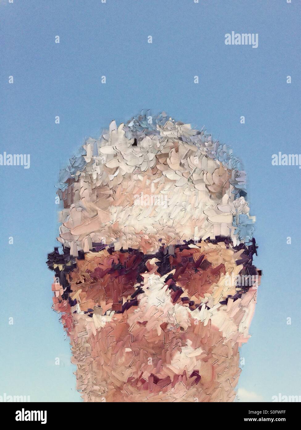 Man with painted head - Smartphone Captured Stock Image