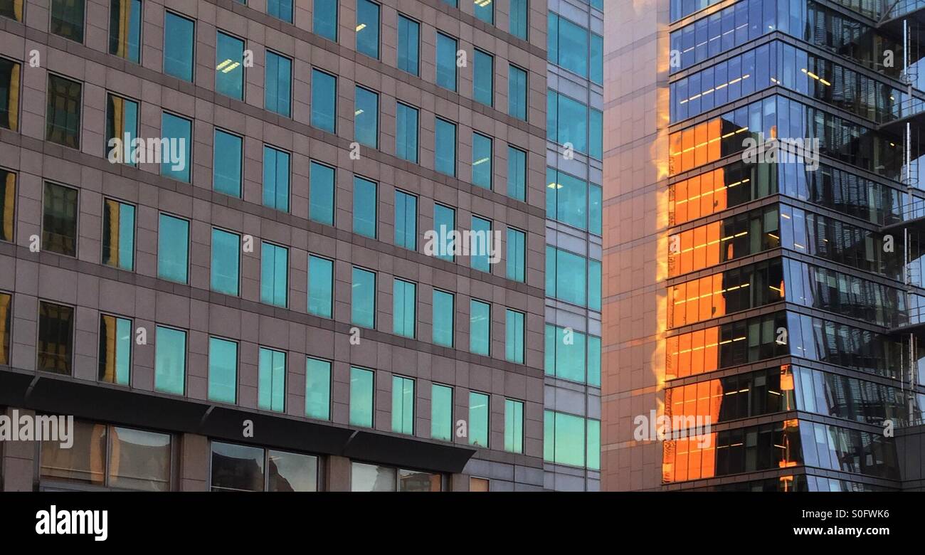 Reflections of State Building and PUC Building in San Francisco, California, USA - Smartphone Captured Stock Image
