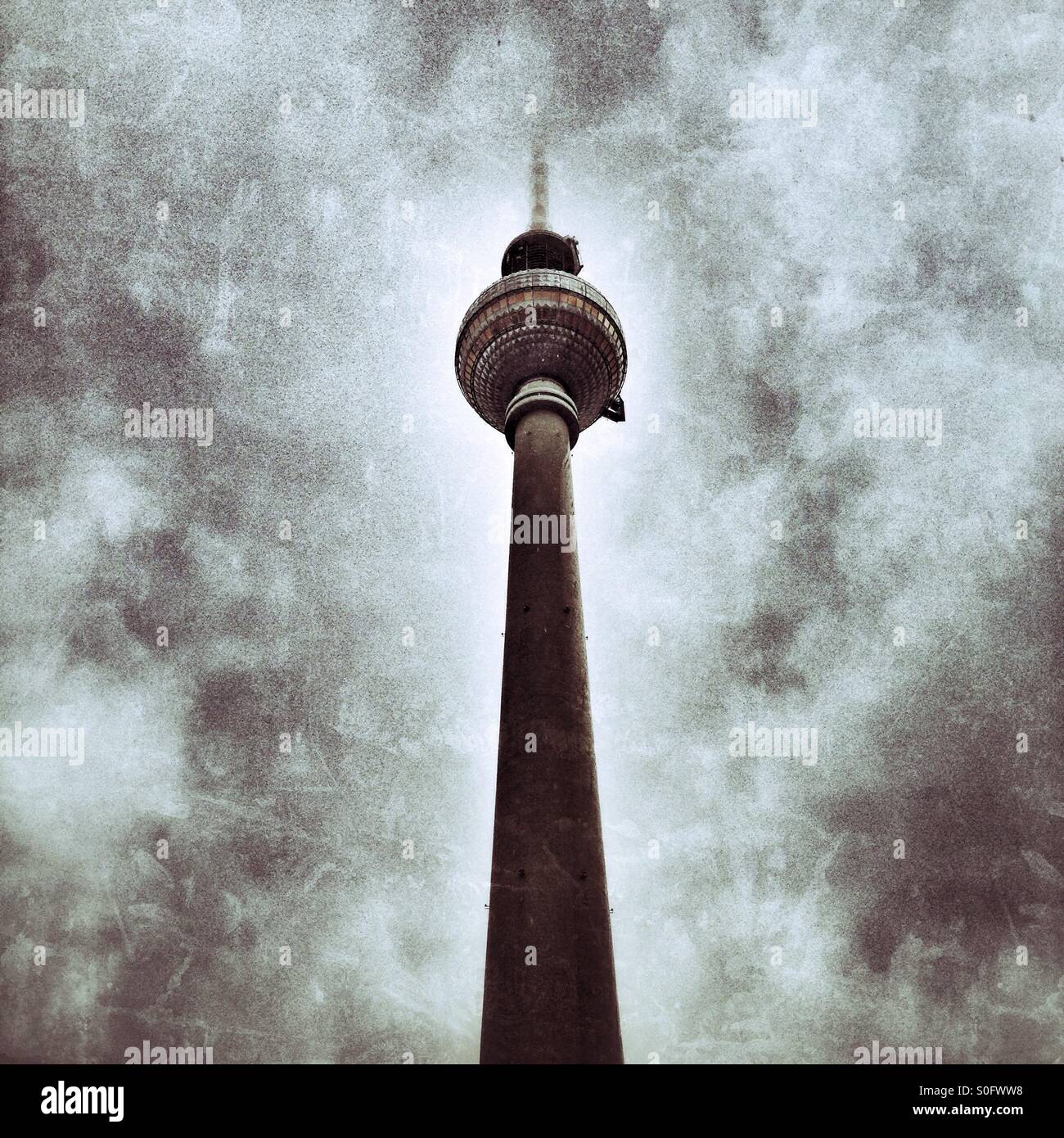 Berlin tv Tower in the Clouds Stock Photo