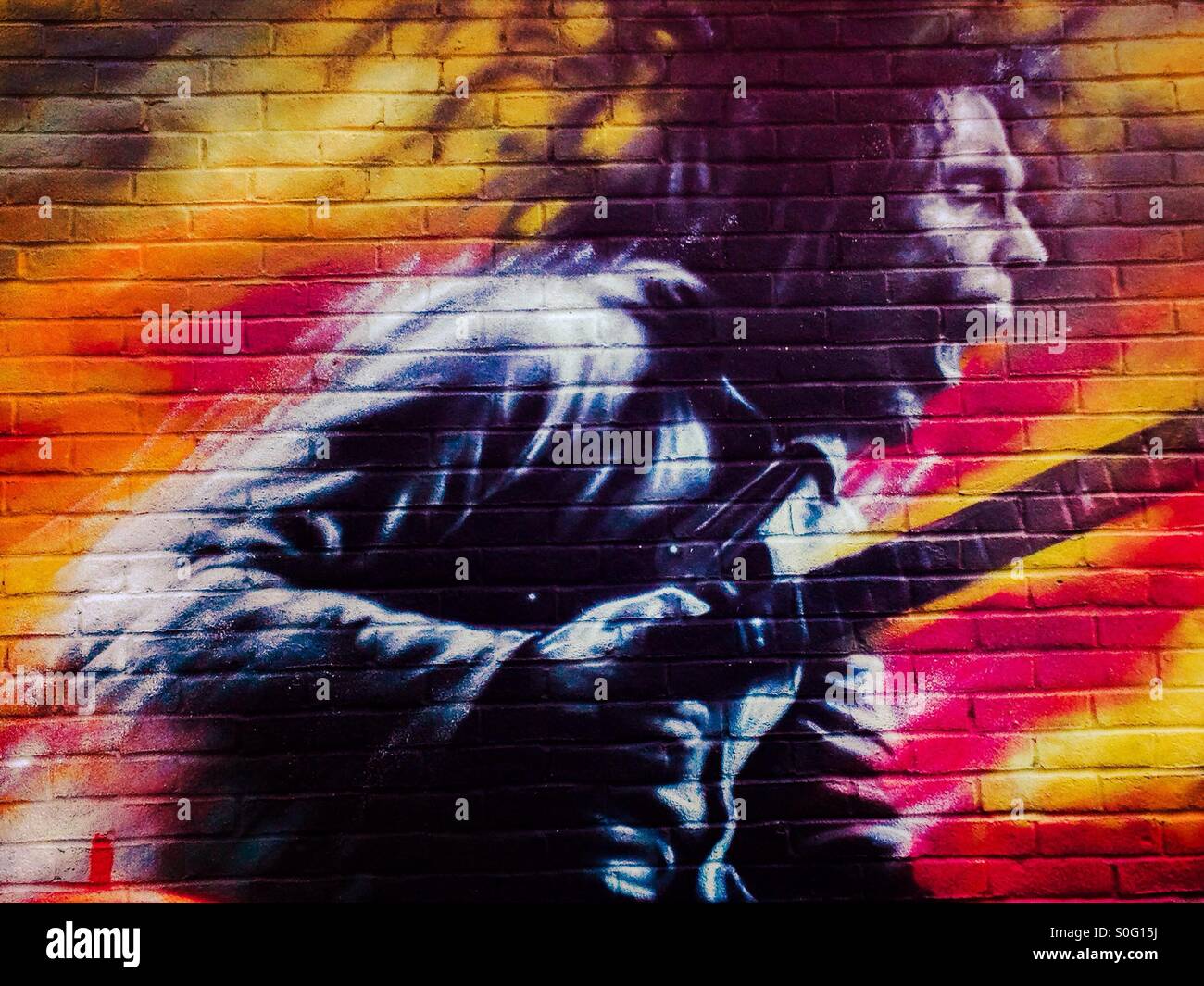 Bob Marley Street Art in  Brockley Road,  Brockley, Lewisham, Greater London,  SE4 2RR. - Smartphone Captured Stock Image