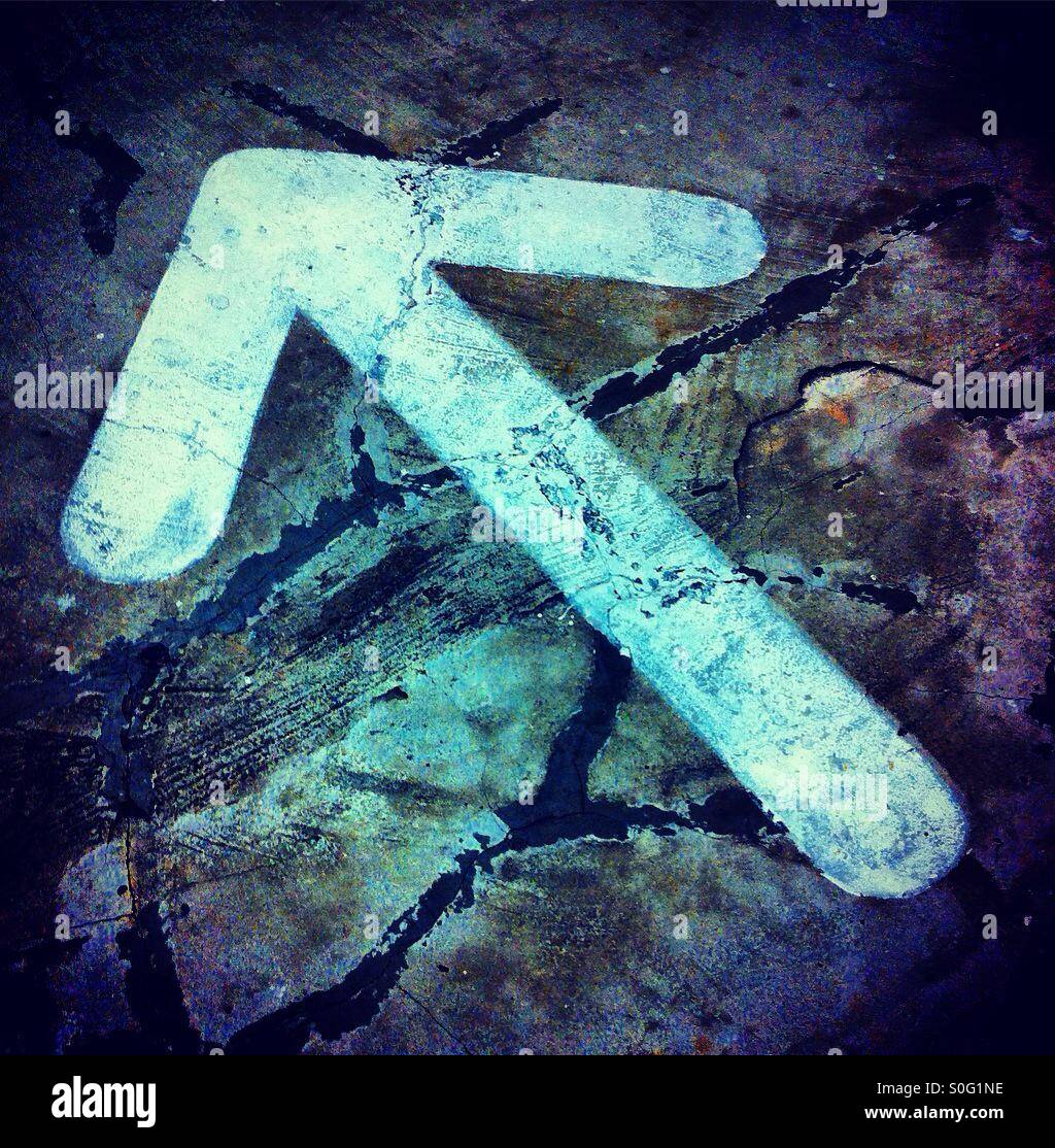 White arrow showing left - Smartphone Captured Stock Image