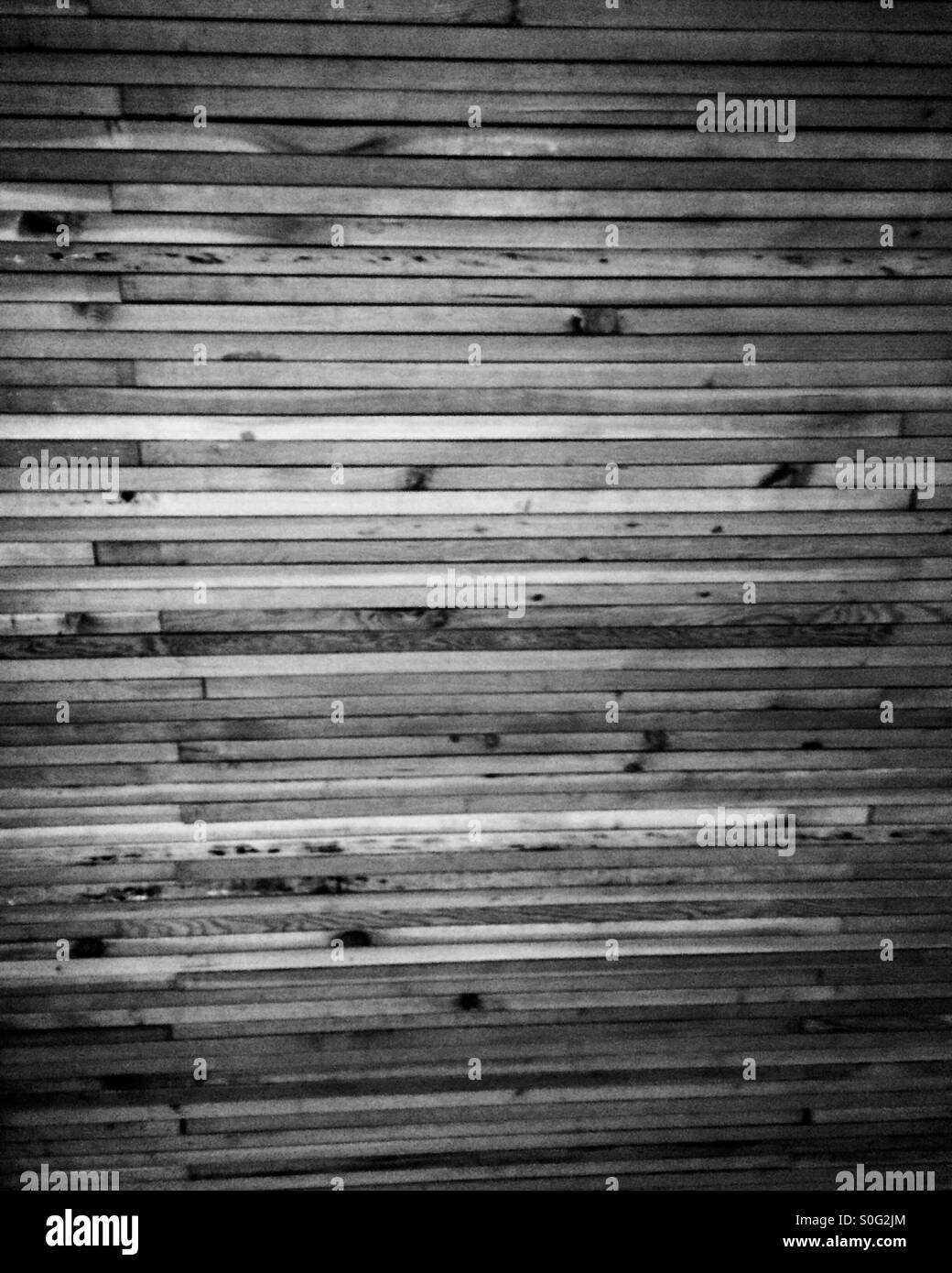 Wood paneling in black and white Stock Photo