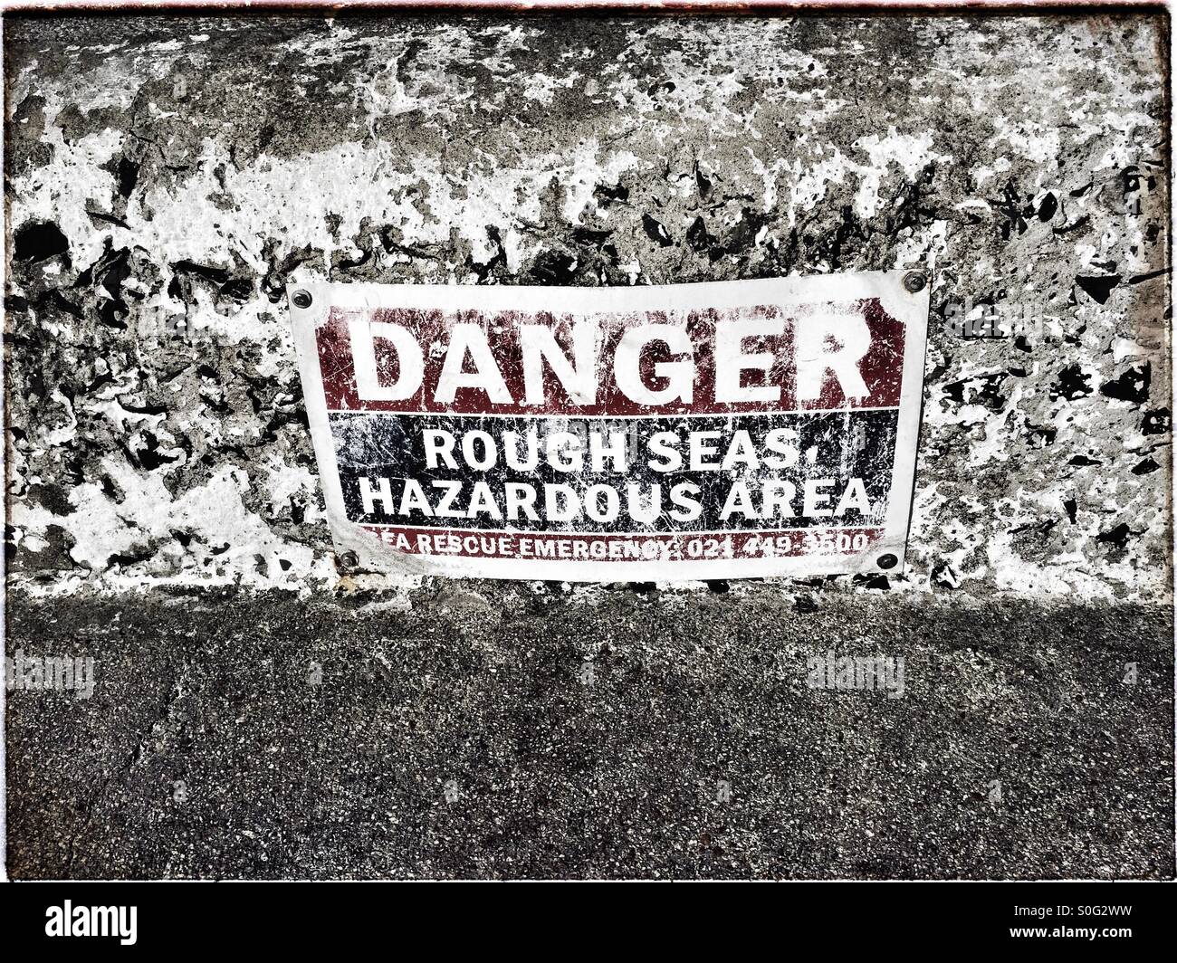 Public safety sign at Kalkbay harbour, South Africa. - Smartphone Captured Stock Image