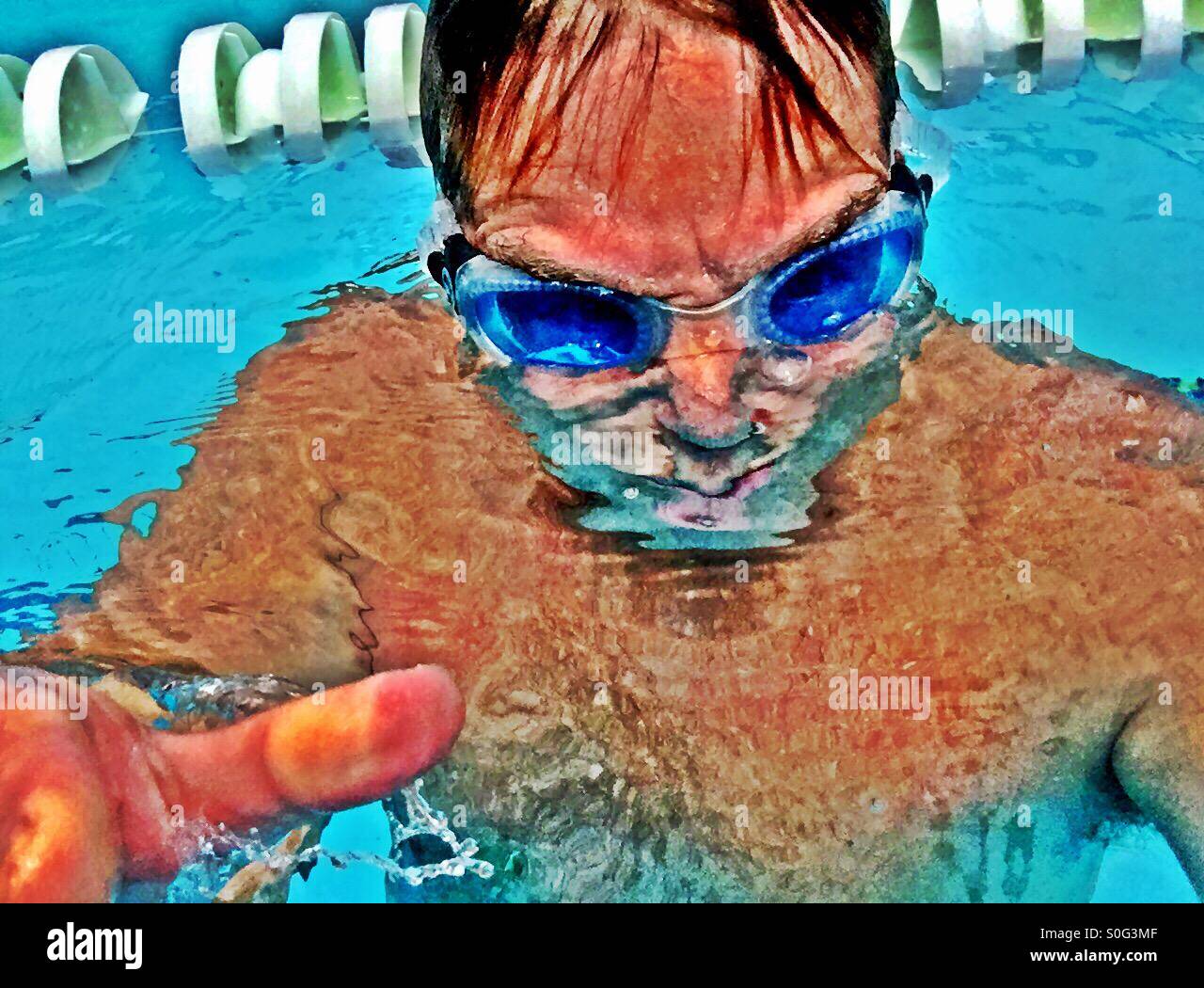 The swimmer. Thumbs up. HDR. - Smartphone Captured Stock Image