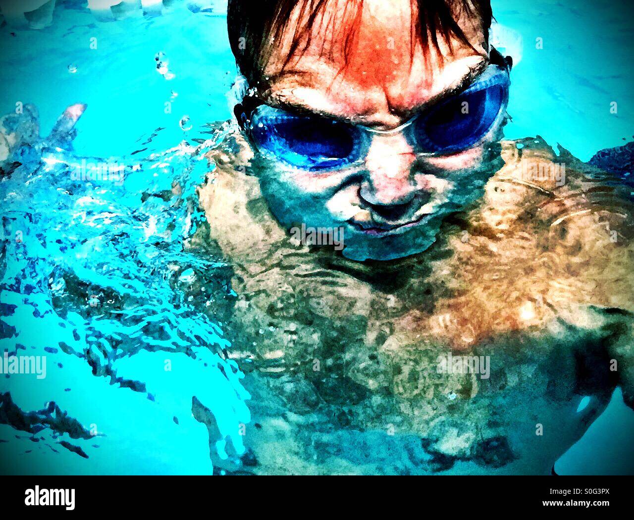 Angry swimmer. - Smartphone Captured Stock Image