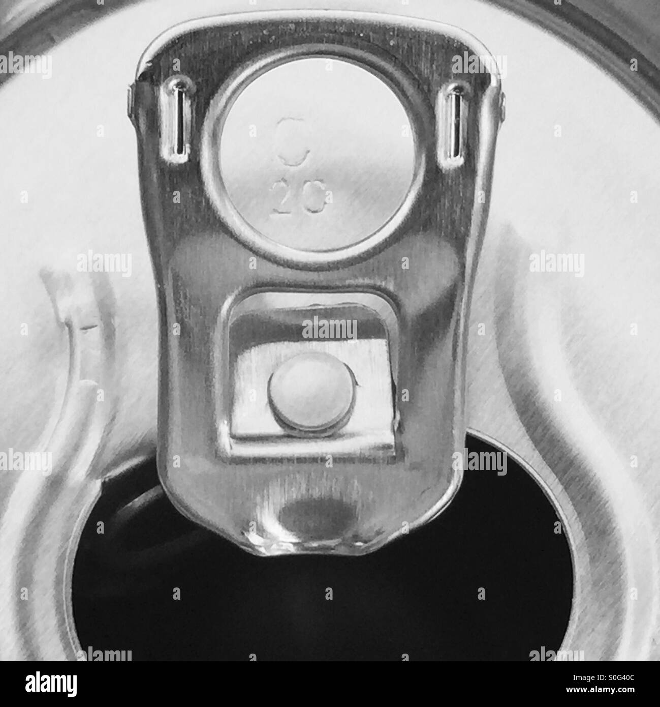 Closeup or can ring pull converted to noire Stock Photo Alamy