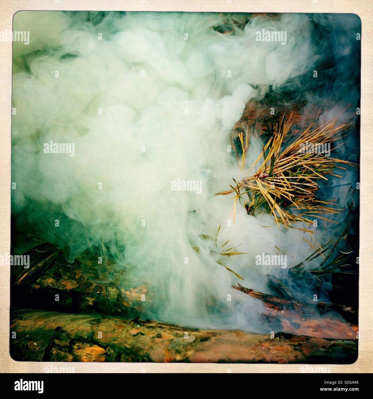 Smoking Fire - Smartphone Captured Stock Image