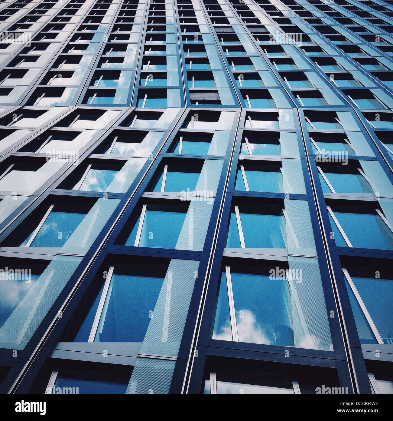Detail of modern office building of Tanzende Türme (Dancing Towers), St. Pauli, Hamburg, Germany Stock Photo