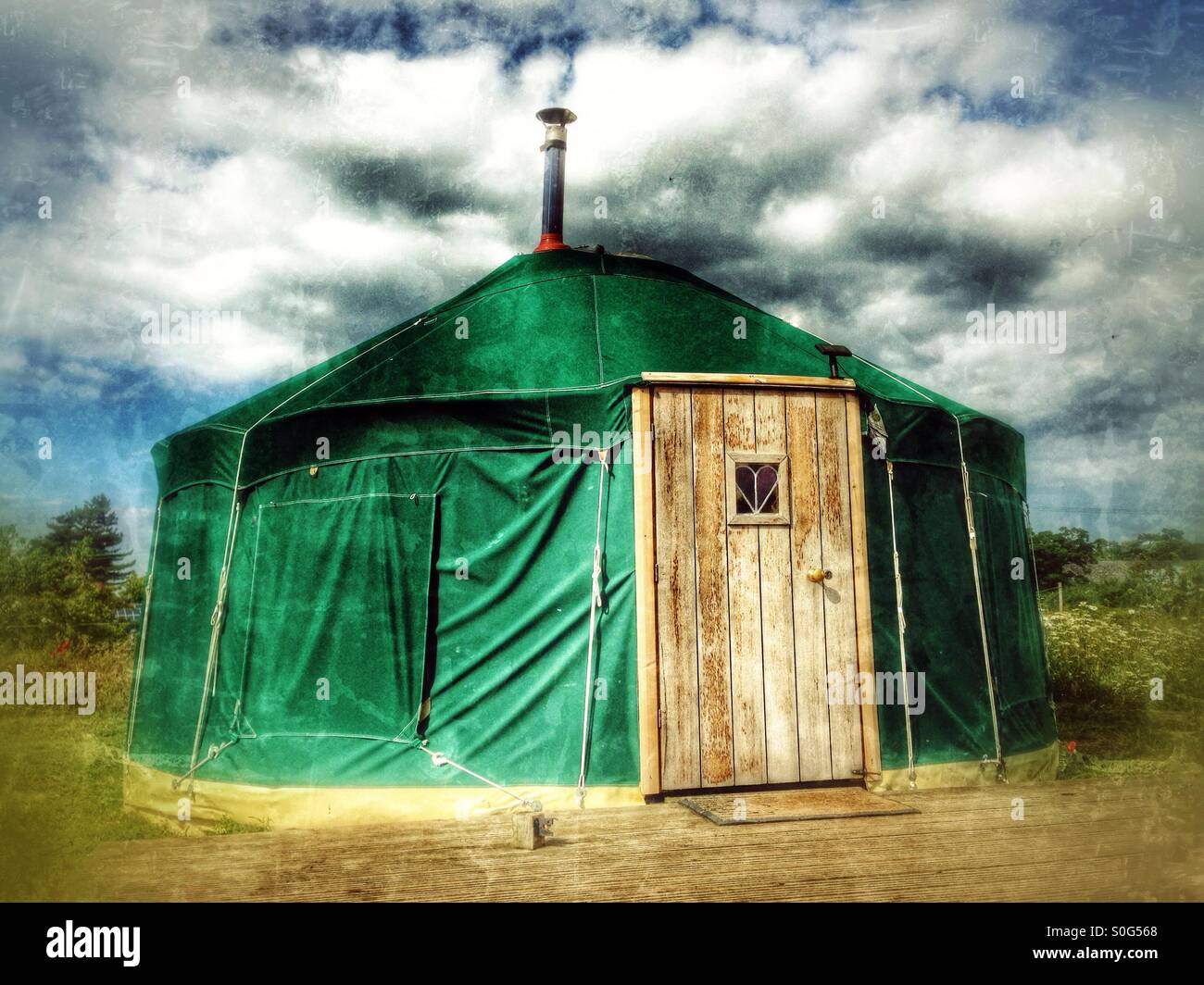 A yurt at Deepdale Farm campsite, Burnham Deepdale, Norfolk, England. Stock Photo