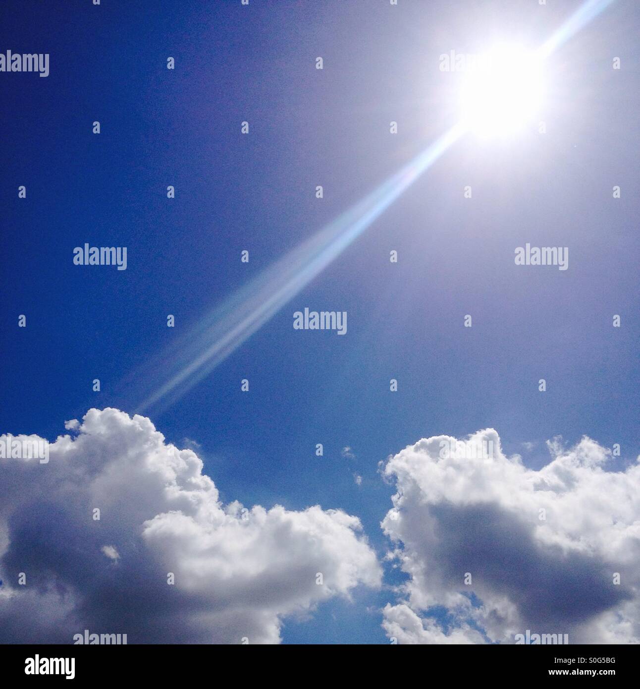 Summer sun and white clouds - Smartphone Captured Stock Image