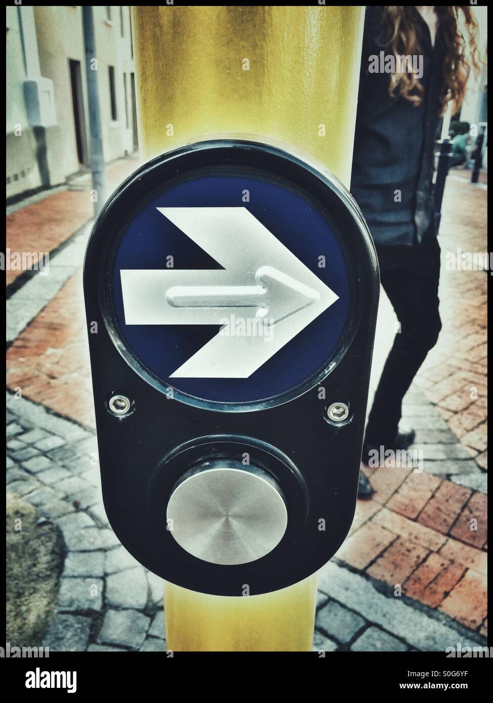 Pedestrian controls on traffic lights. - Smartphone Captured Stock Image