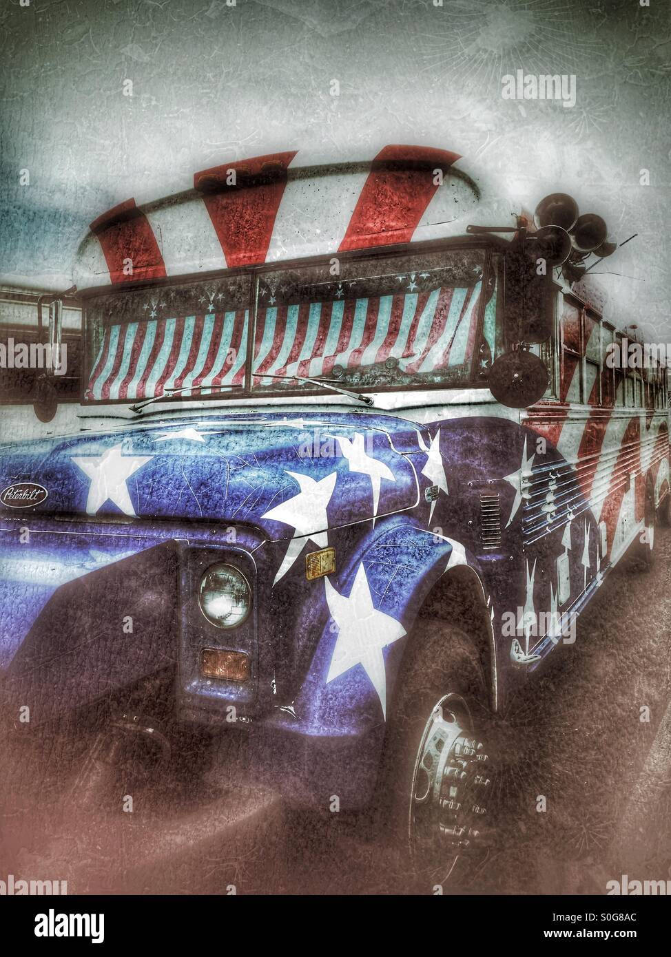 American Flag Bus Stock Photo Alamy