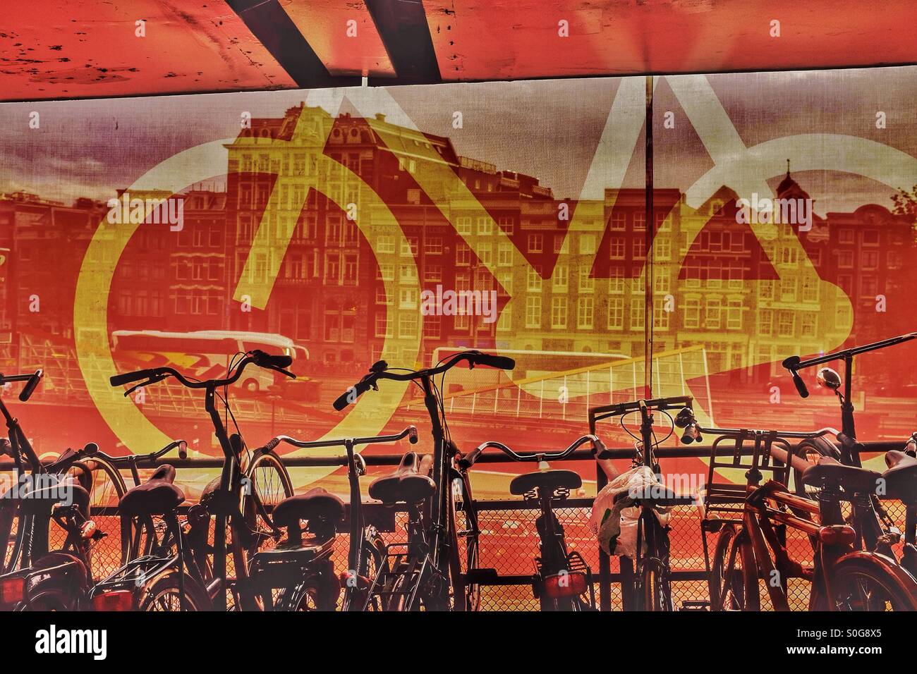 Bicycle storage in Amsterdam Netherlands EU - Smartphone Captured Stock Image