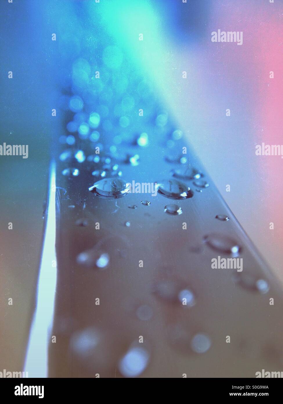 Water drops on a chrome towel rail - Smartphone Captured Stock Image