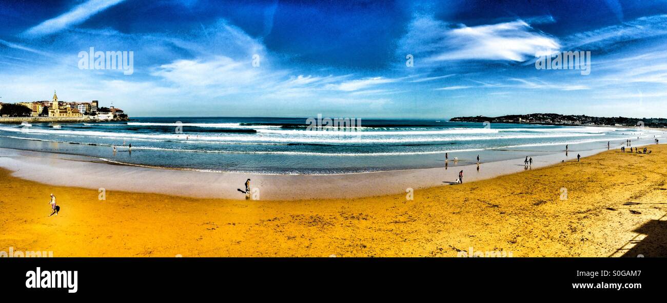 Beach in Gijon, Asturias - Spain - Smartphone Captured Stock Image