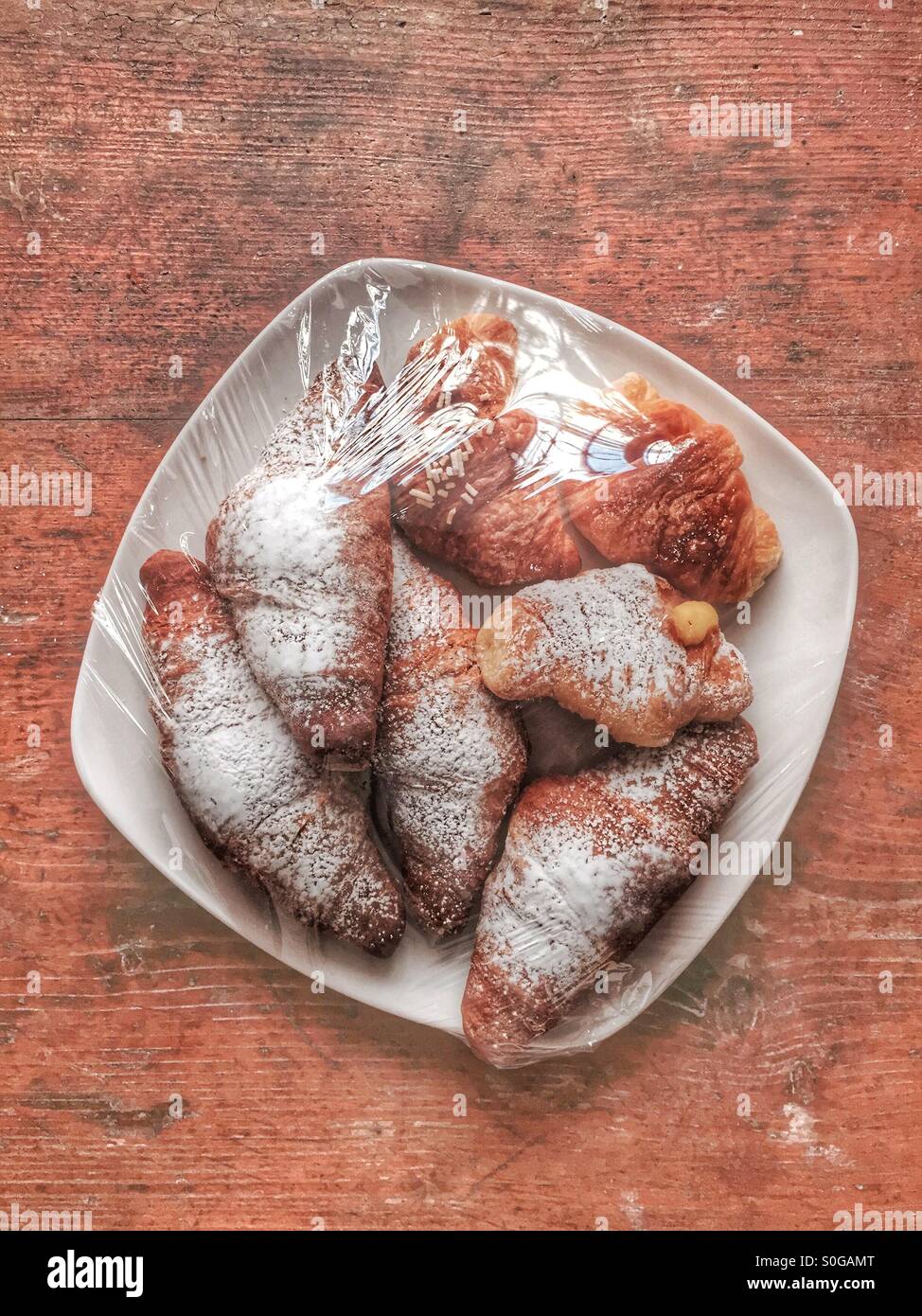 Croissants wrapped in film - Smartphone Captured Stock Image