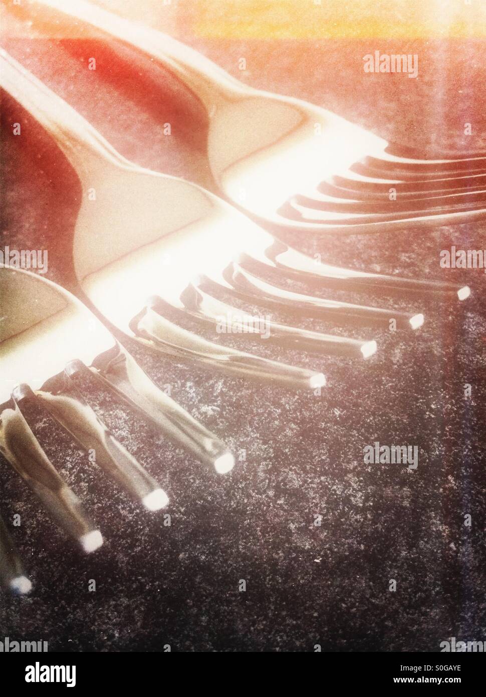 Stainless steel forks close up - Smartphone Captured Stock Image