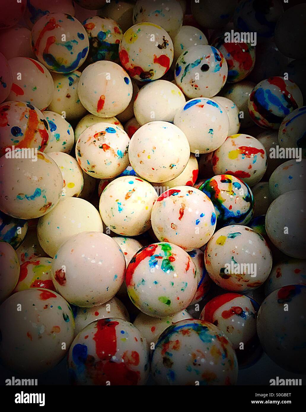 Brightly colored candy gumballs. - Smartphone Captured Stock Image