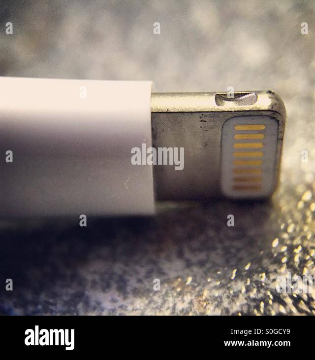Lightning port plug in close Up - Smartphone Captured Stock Image