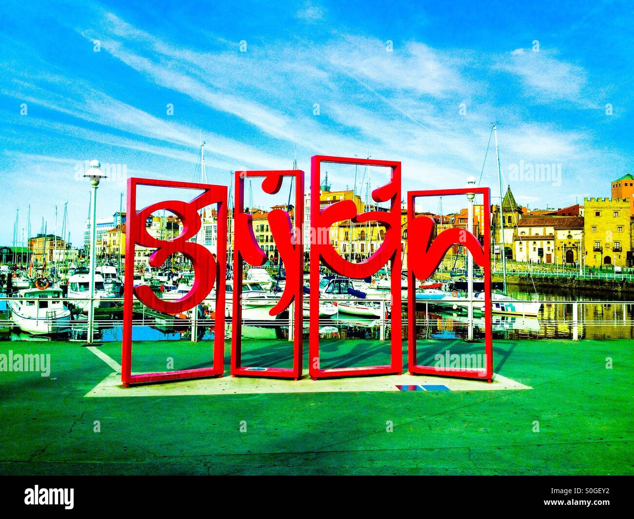Letronas sculpture in Gijon, Asturias - Spain - Smartphone Captured Stock Image