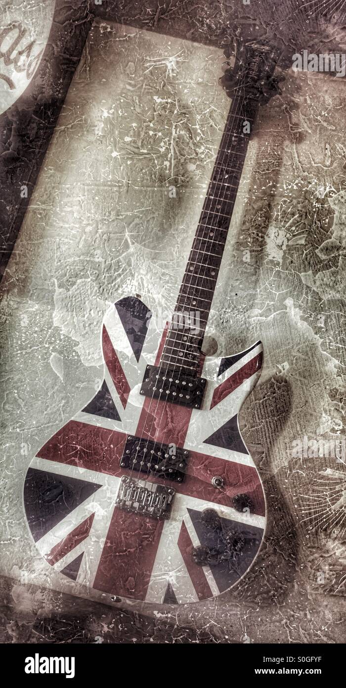 British Flag on steel guitar Stock Photo