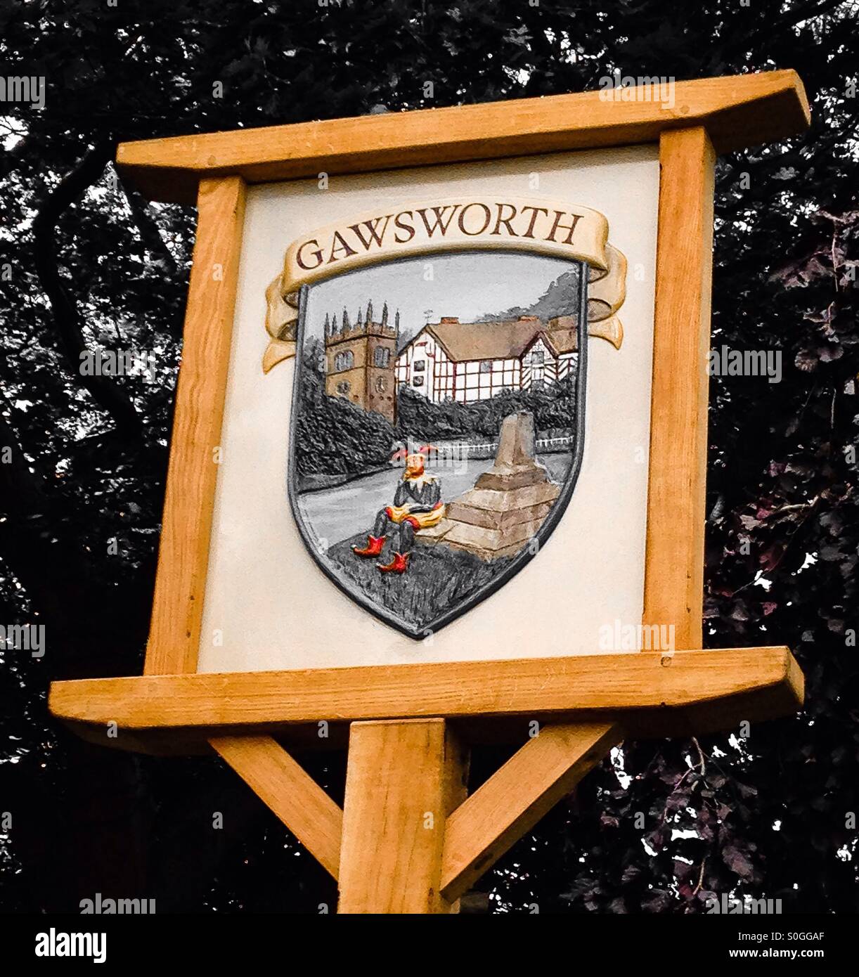 Village sign. Gawsworth -Cheshire -England Stock Photo