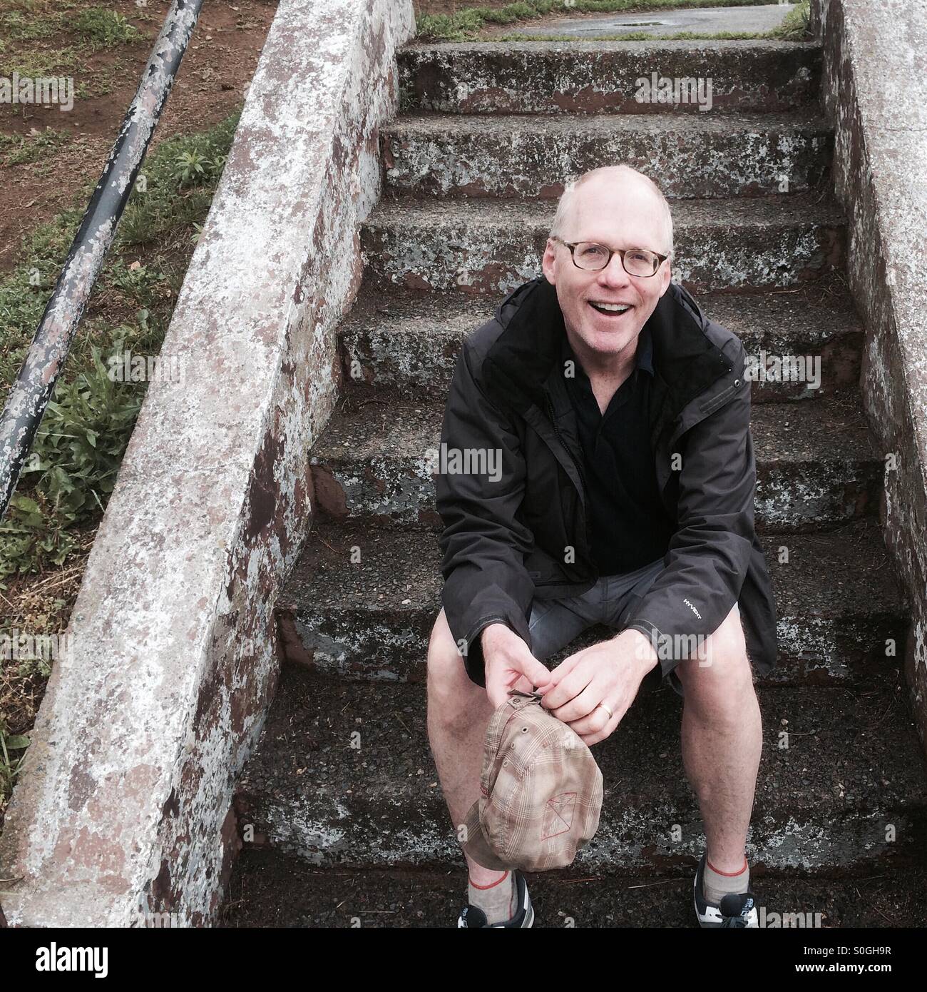 Happy man in his early 50s - Smartphone Captured Stock Image