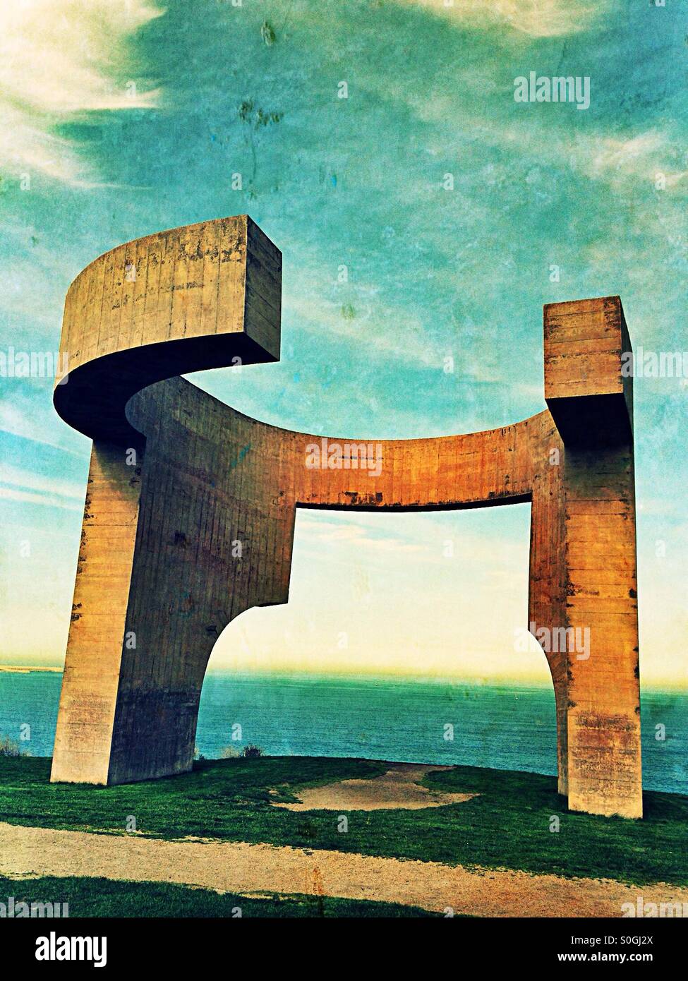 Eulogy of the Horizon in Gijon, Asturias - Spain - Smartphone Captured Stock Image