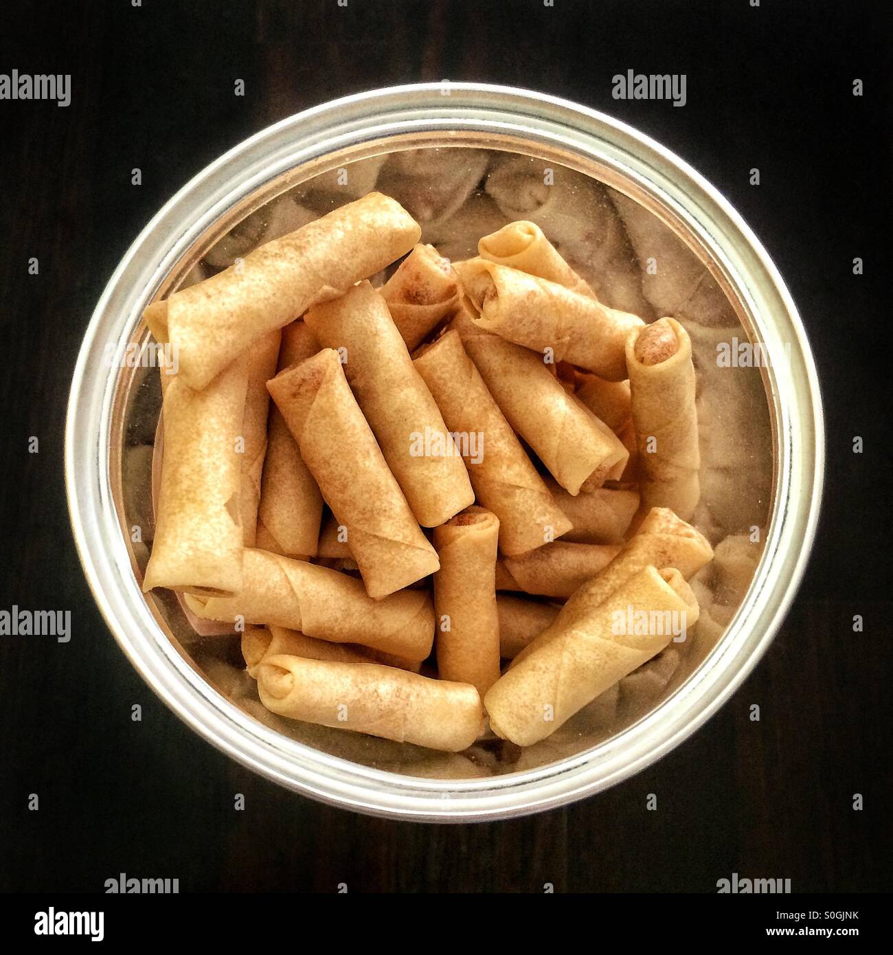 Mini spring rolls egg rolls - Smartphone Captured Stock Image