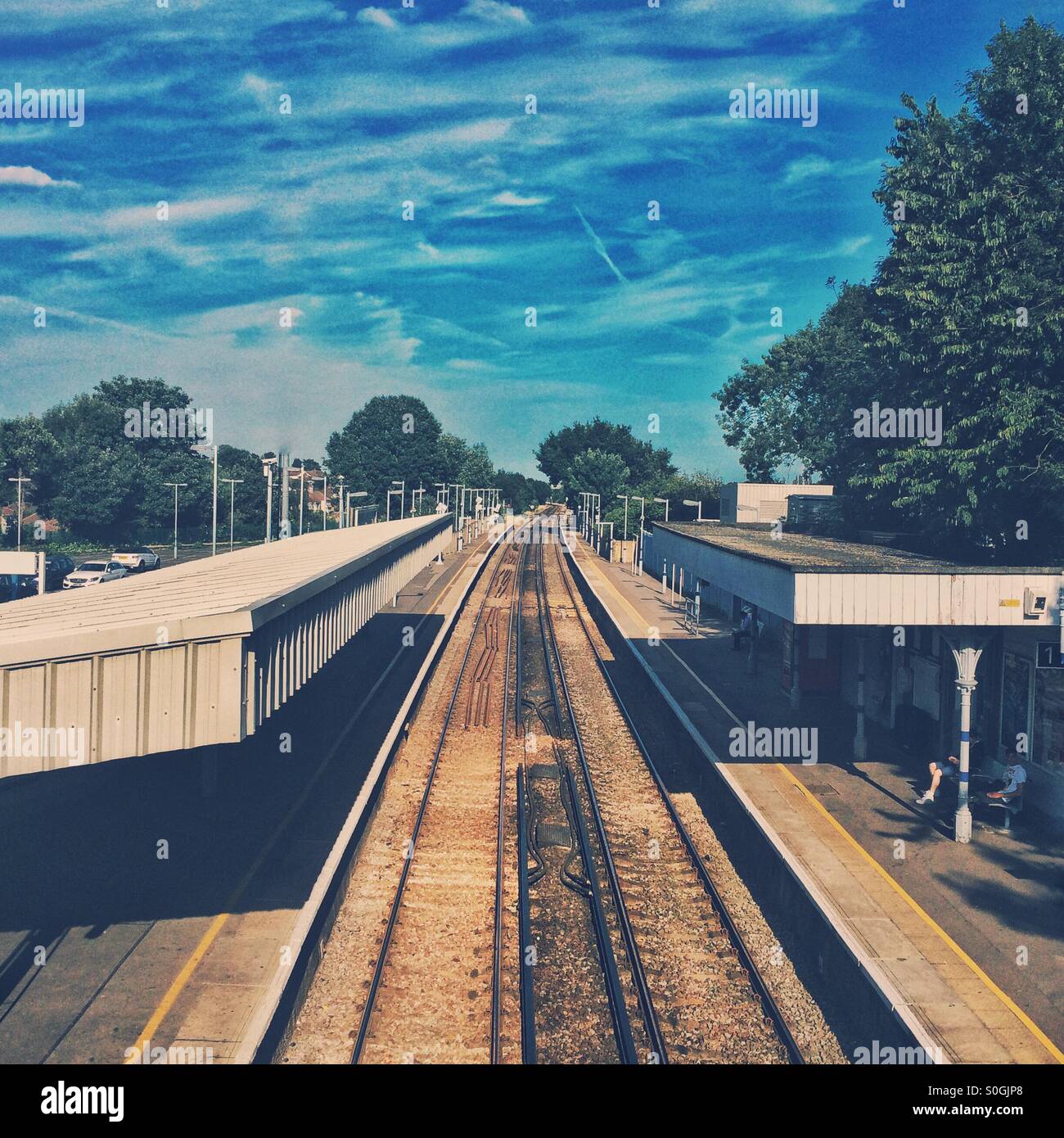 Rail lines into the distance Stock Photo Alamy