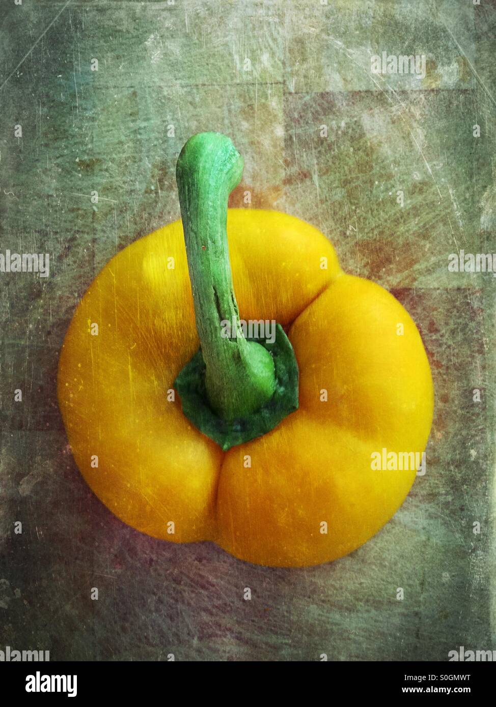 Fine Art image of the top of a yellow pepper Stock Photo