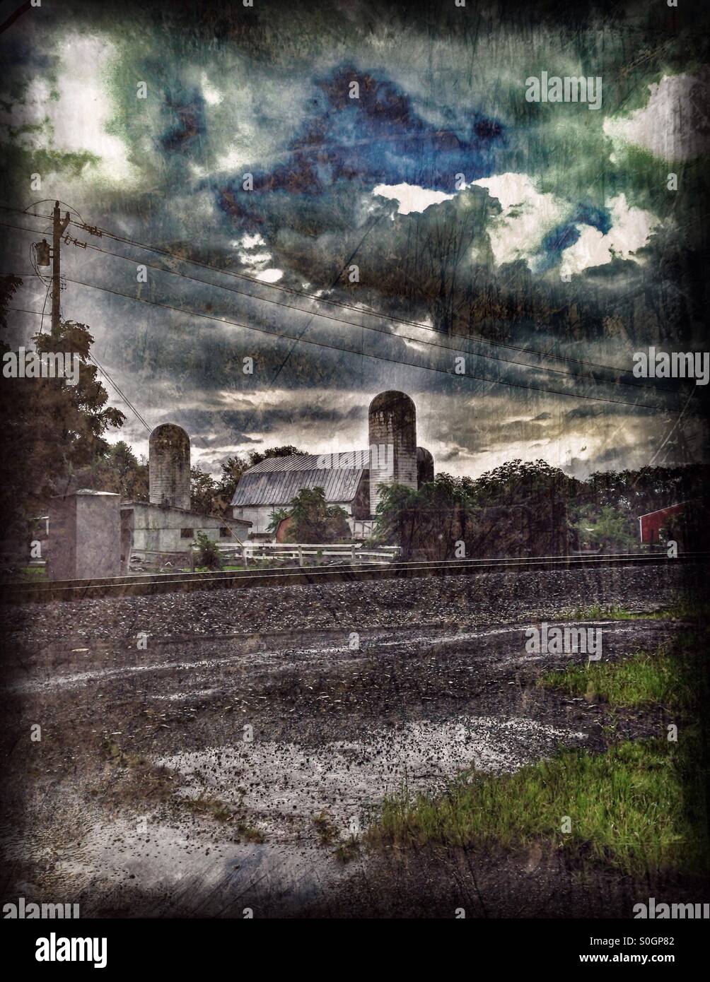 A farm by the railroad tracks (3). - Smartphone Captured Stock Image