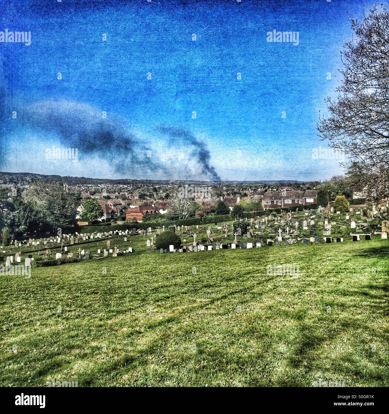 Heath fire - Surrey, UK Stock Photo