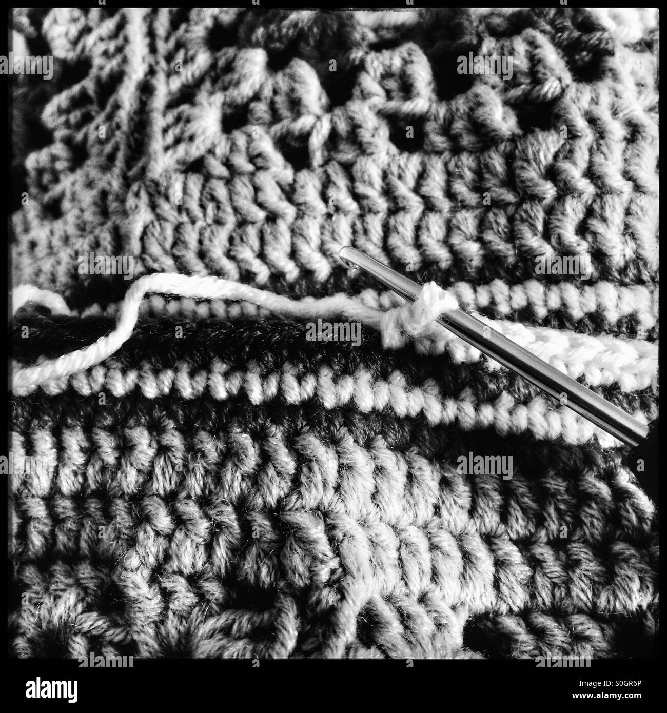 Black and white photo of needle work. - Smartphone Captured Stock Image