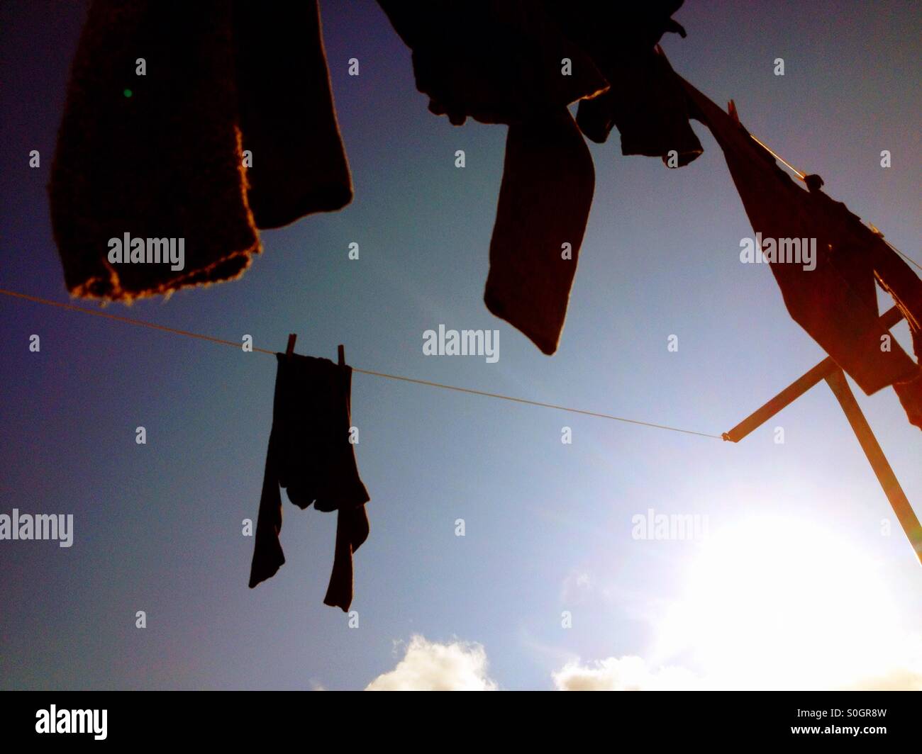 Washing line clothes - Smartphone Captured Stock Image