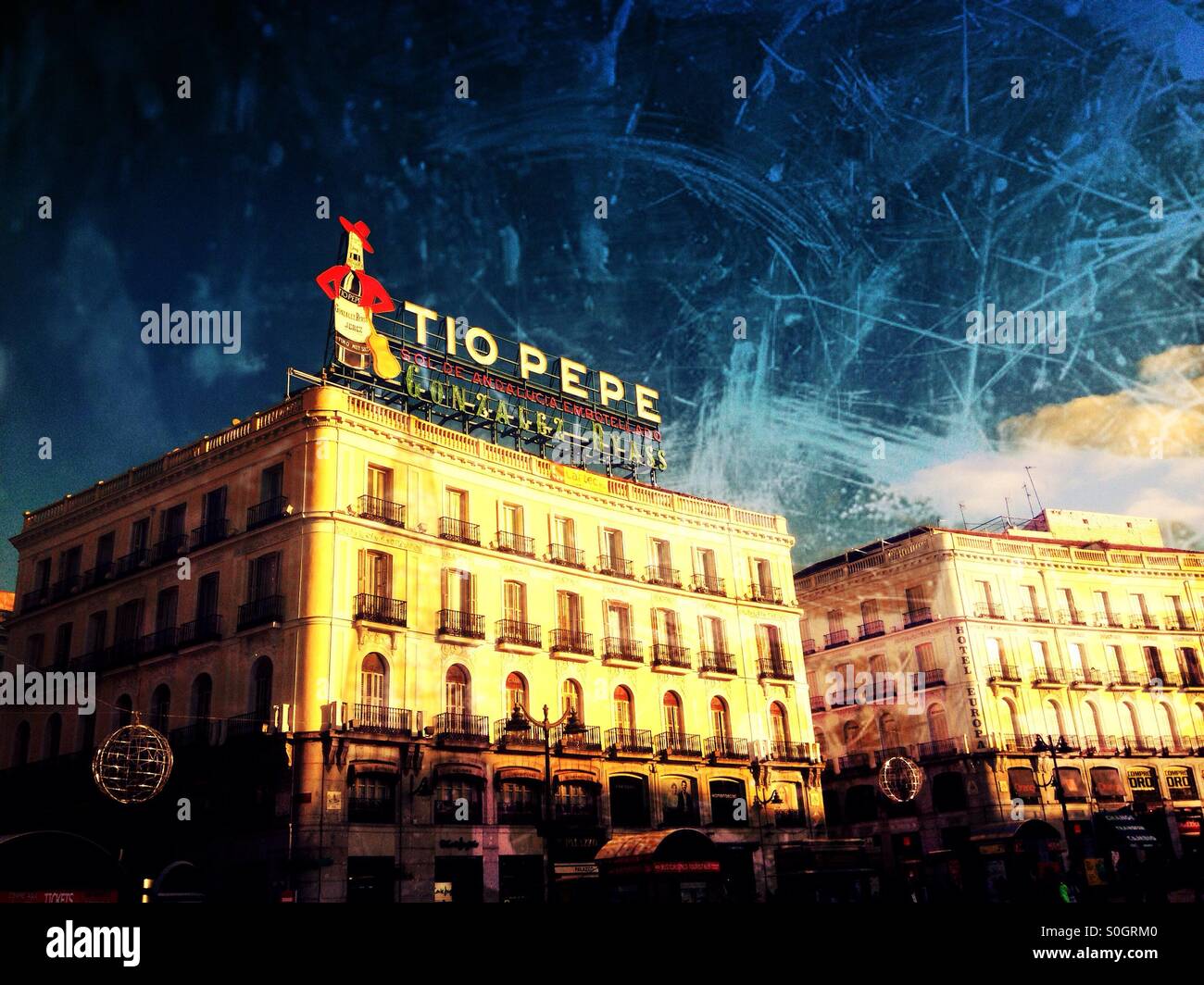 Tio Pepe building in Madrid, Spain Stock Photo
