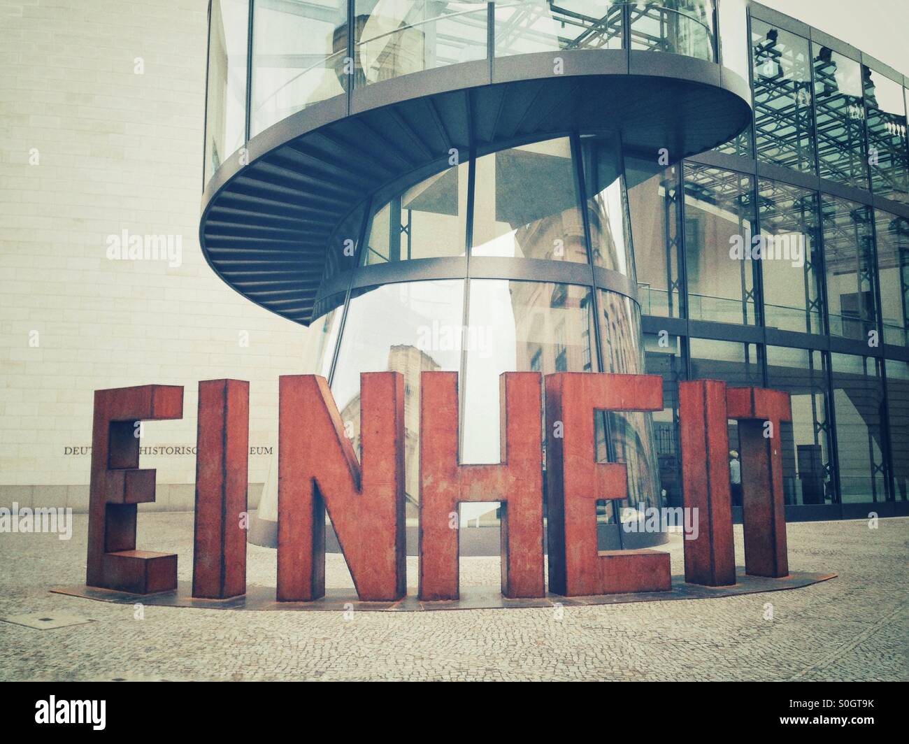 Einheit, unification, Art Installation in Front of the Pei Building of the German historical Museum By Hüseyn Arda in Berlin Germany Stock Photo