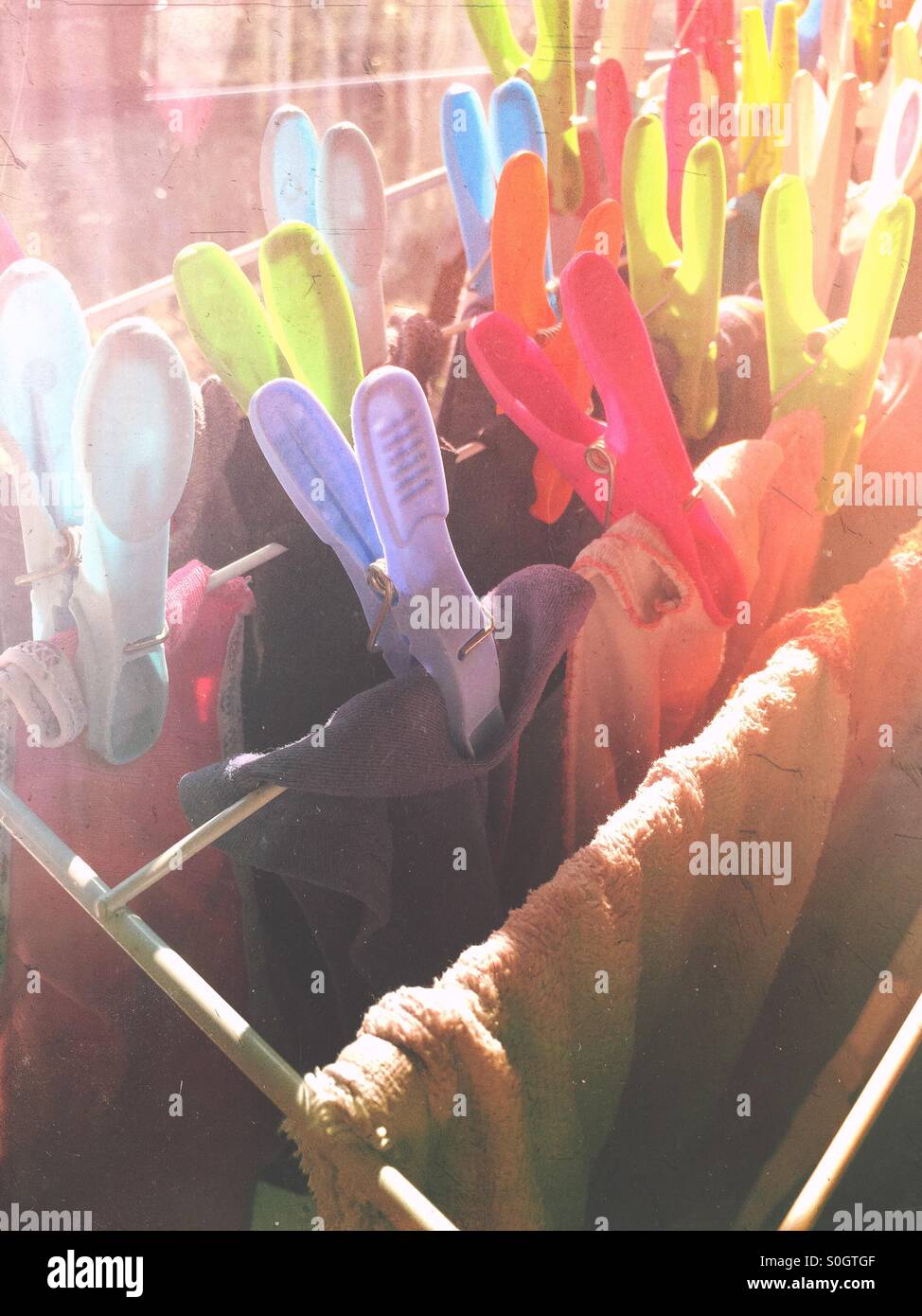 Laundry drying in the sun - Smartphone Captured Stock Image
