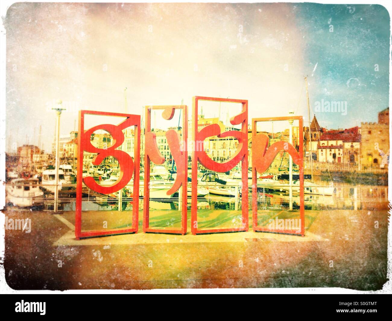 Letronas sculpture in Gijon, Asturias - Spain - Smartphone Captured Stock Image