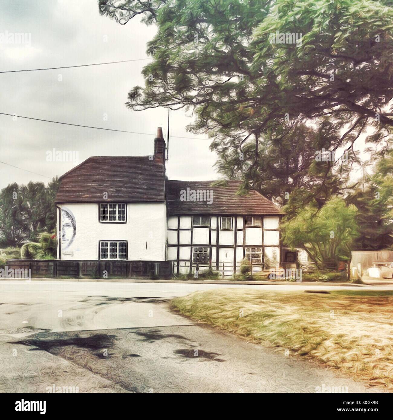 street art on a cottage - Smartphone Captured Stock Image