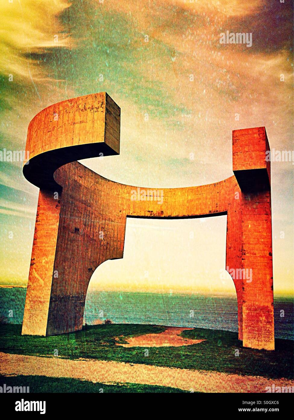 Eulogy of the Horizon in Gijon, Asturias - Spain - Smartphone Captured Stock Image