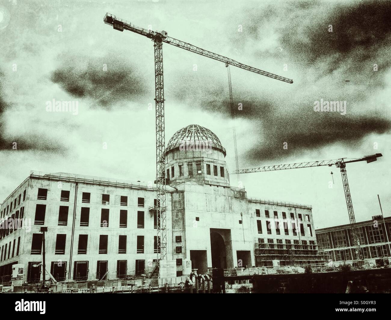 The construction site of the Humboldtforum in Berlin Mitte Germany in July 2015 - Smartphone Captured Stock Image