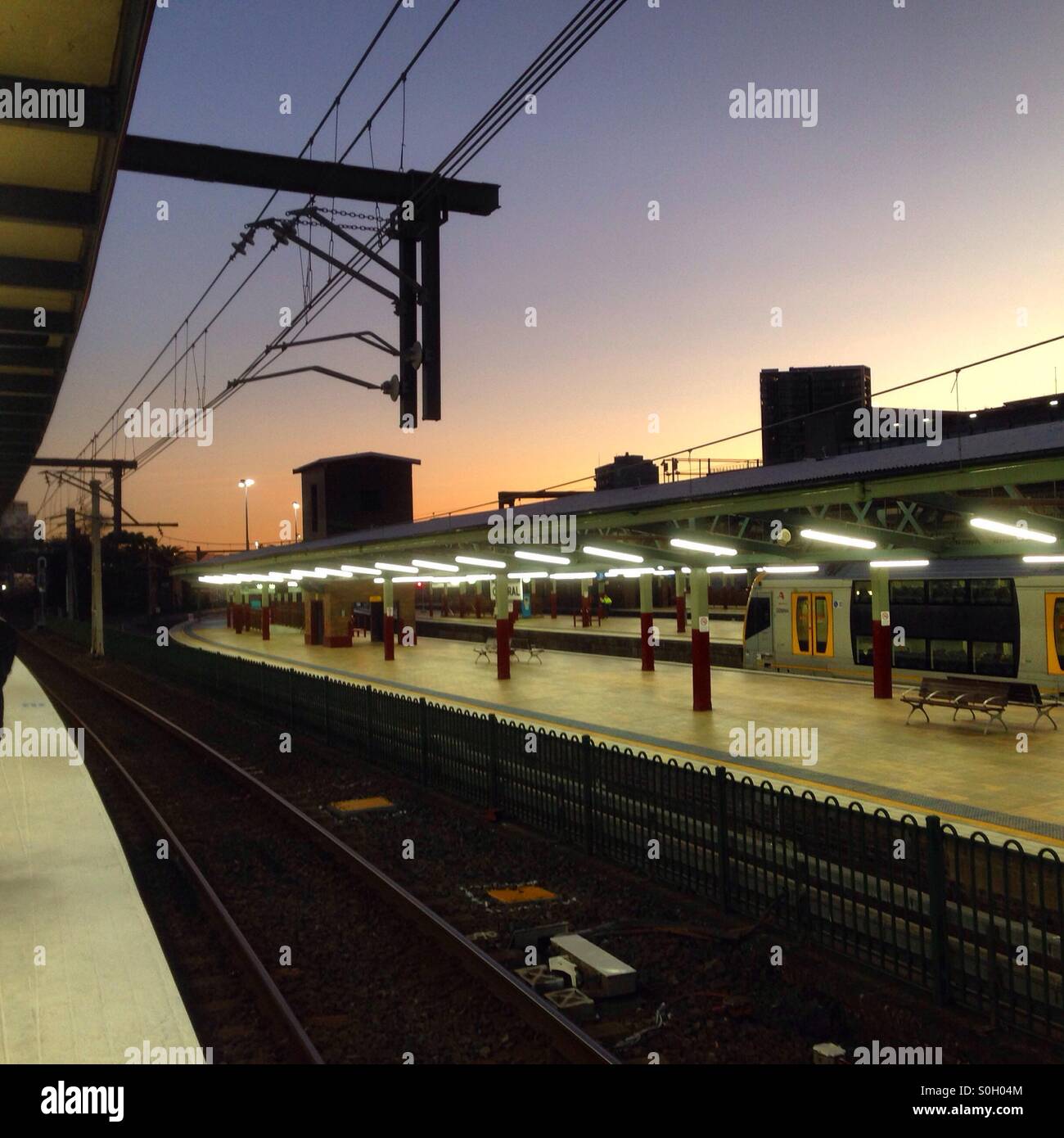 Twilight at Sydney's Central Station in NSW, Australia - Smartphone Captured Stock Image