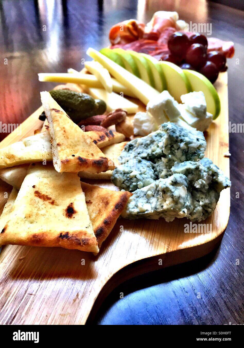 Charcuterie platter of meat and cheese and fruit - Smartphone Captured Stock Image