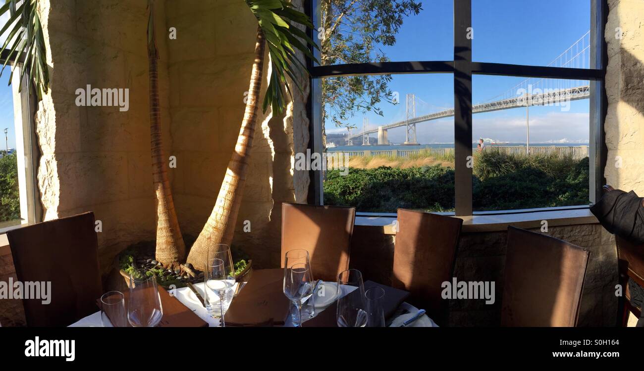 Dinner table with a view, San Francisco CA - Smartphone Captured Stock Image