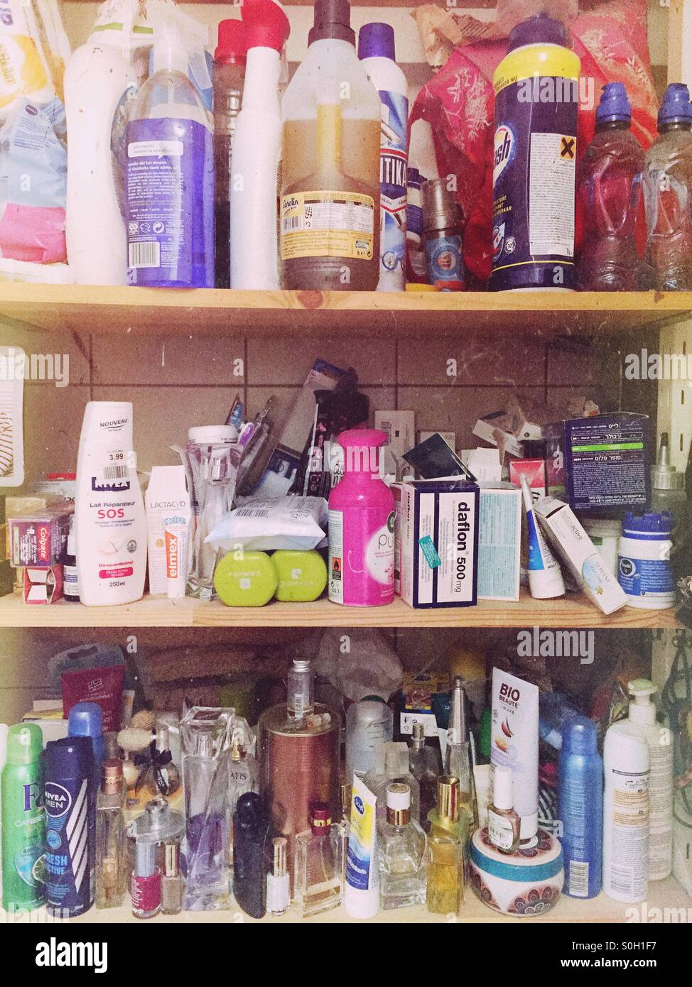 Bathroom cabinet content - Smartphone Captured Stock Image