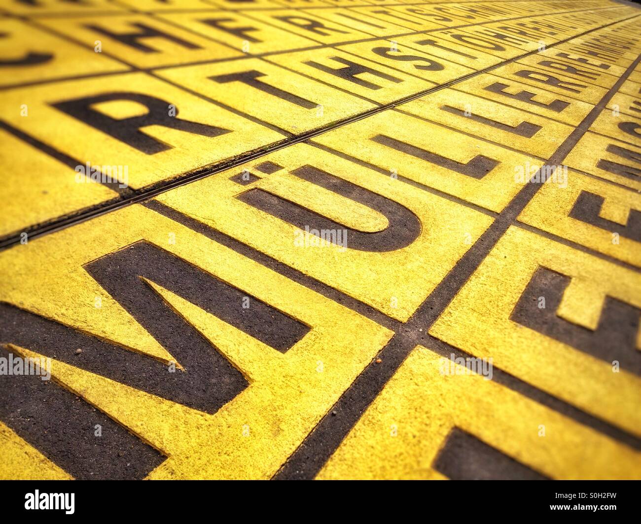 An art installation on the pavement in front of the gallery Berlinische Galerie in Berlin Kreuzberg Germany - Smartphone Captured Stock Image