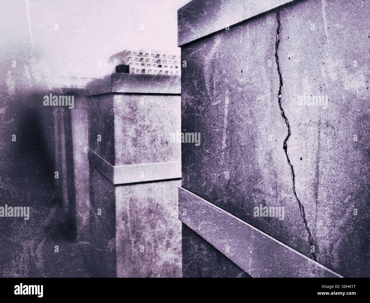 Reinforced concrete pillars that show cracks in the memorial for the murdered jews of Europe in Berlin Germany Stock Photo