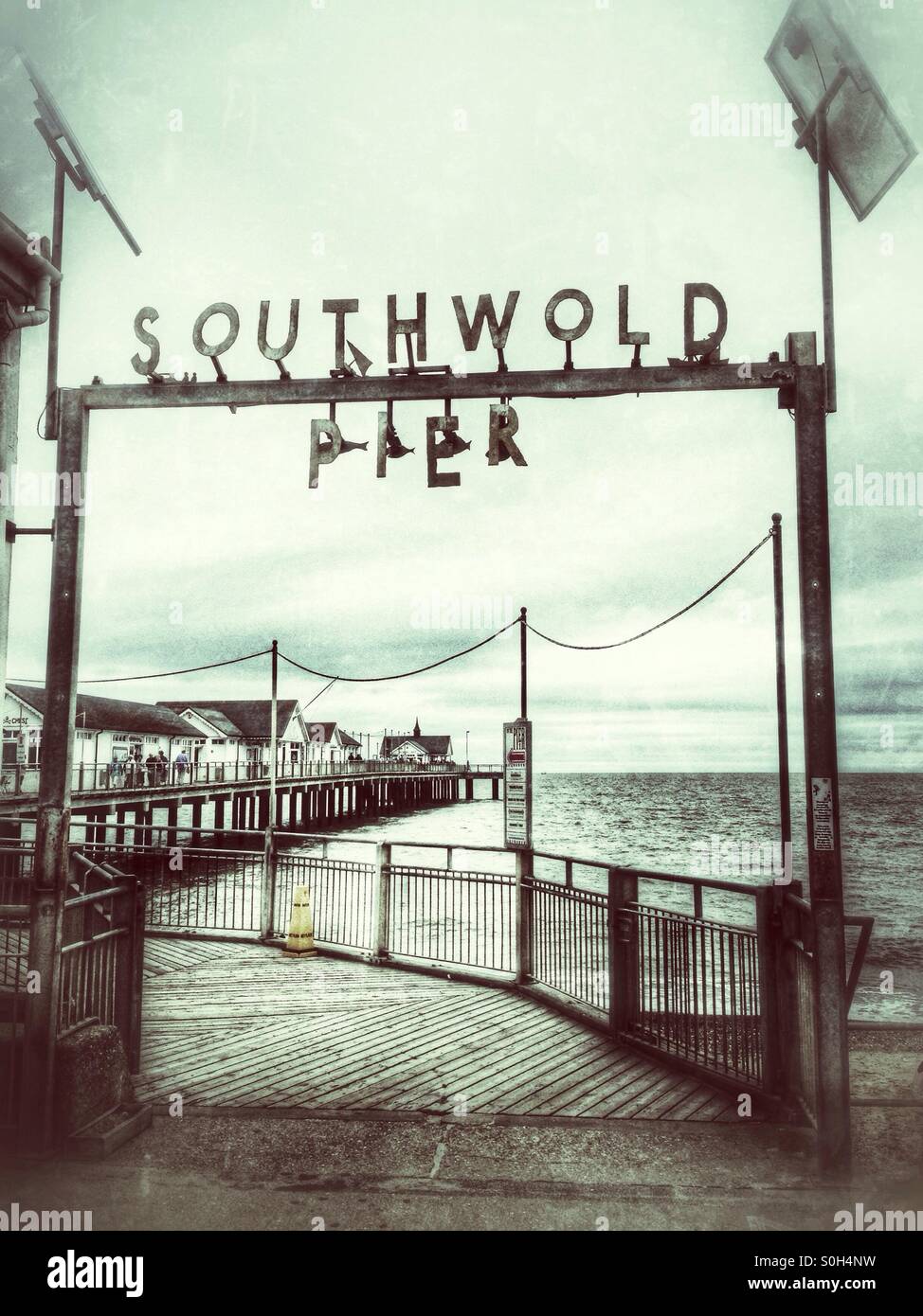 Entrance to Southwold pier, Suffolk, England. Stock Photo