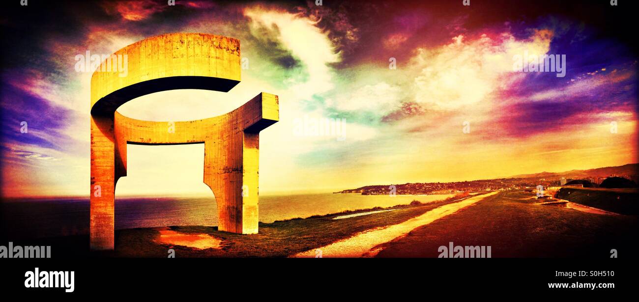 Eulogy of the Horizon in Gijon, Asturias, Spain - Smartphone Captured Stock Image